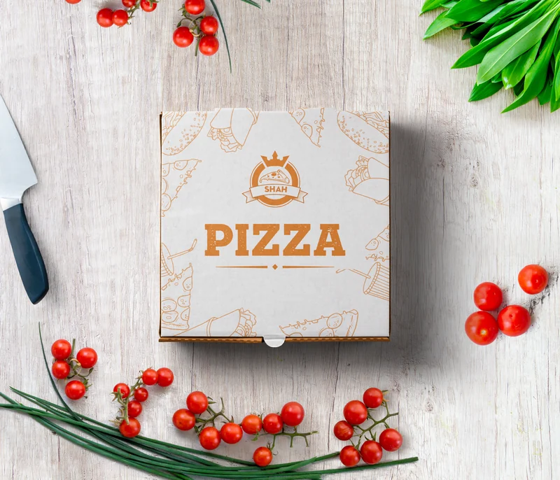 Shah's Cafeteria, pizza box